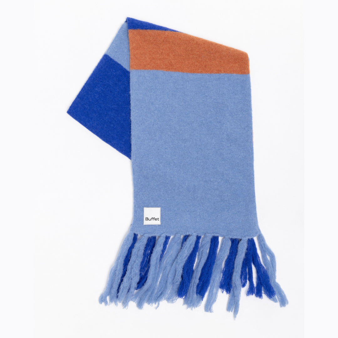 ALPACA MAXI - wool scarf - colorblock blue | Buffet Clothing