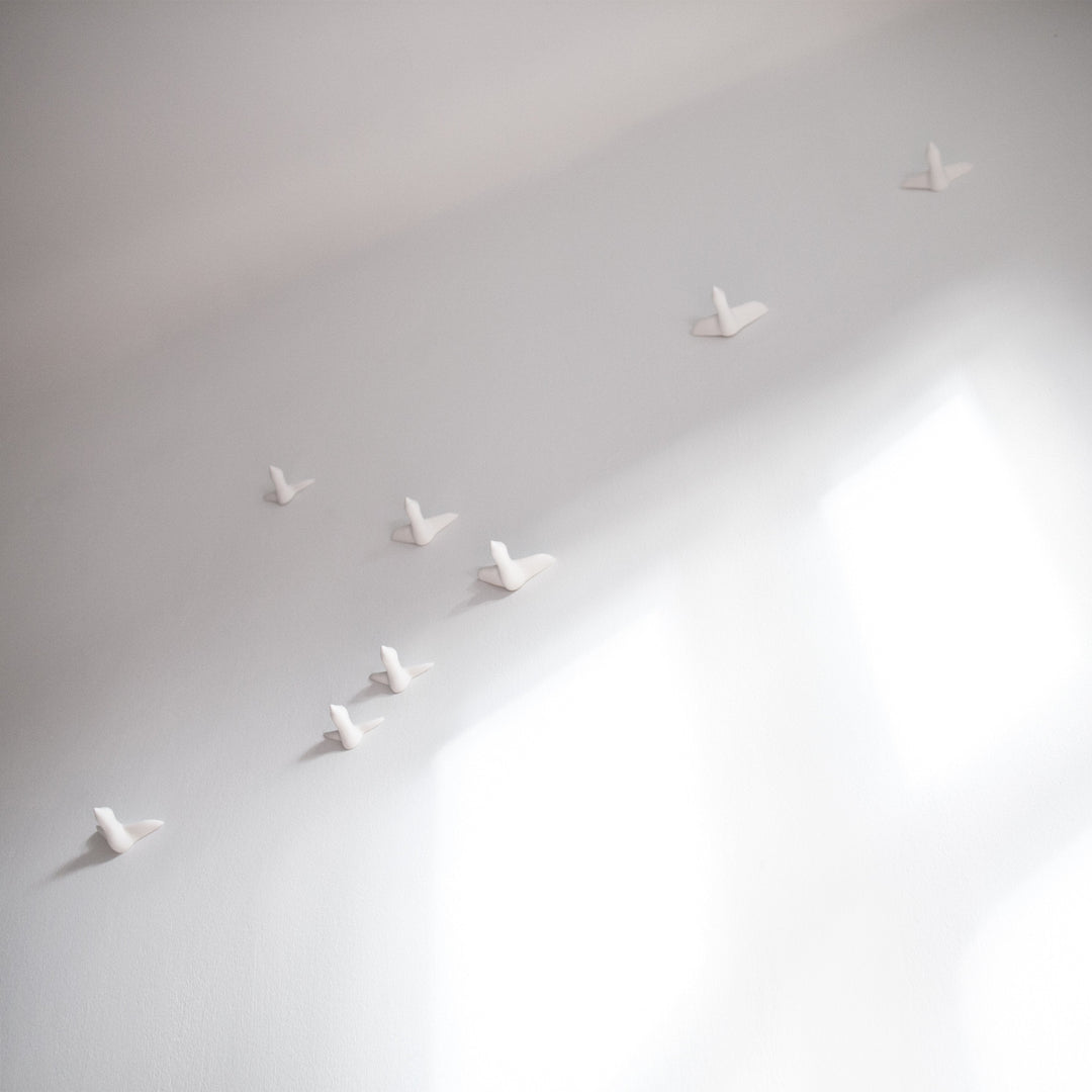 DECOR BIRD SWARM - decor birds - set of 8 - white | Formpoet