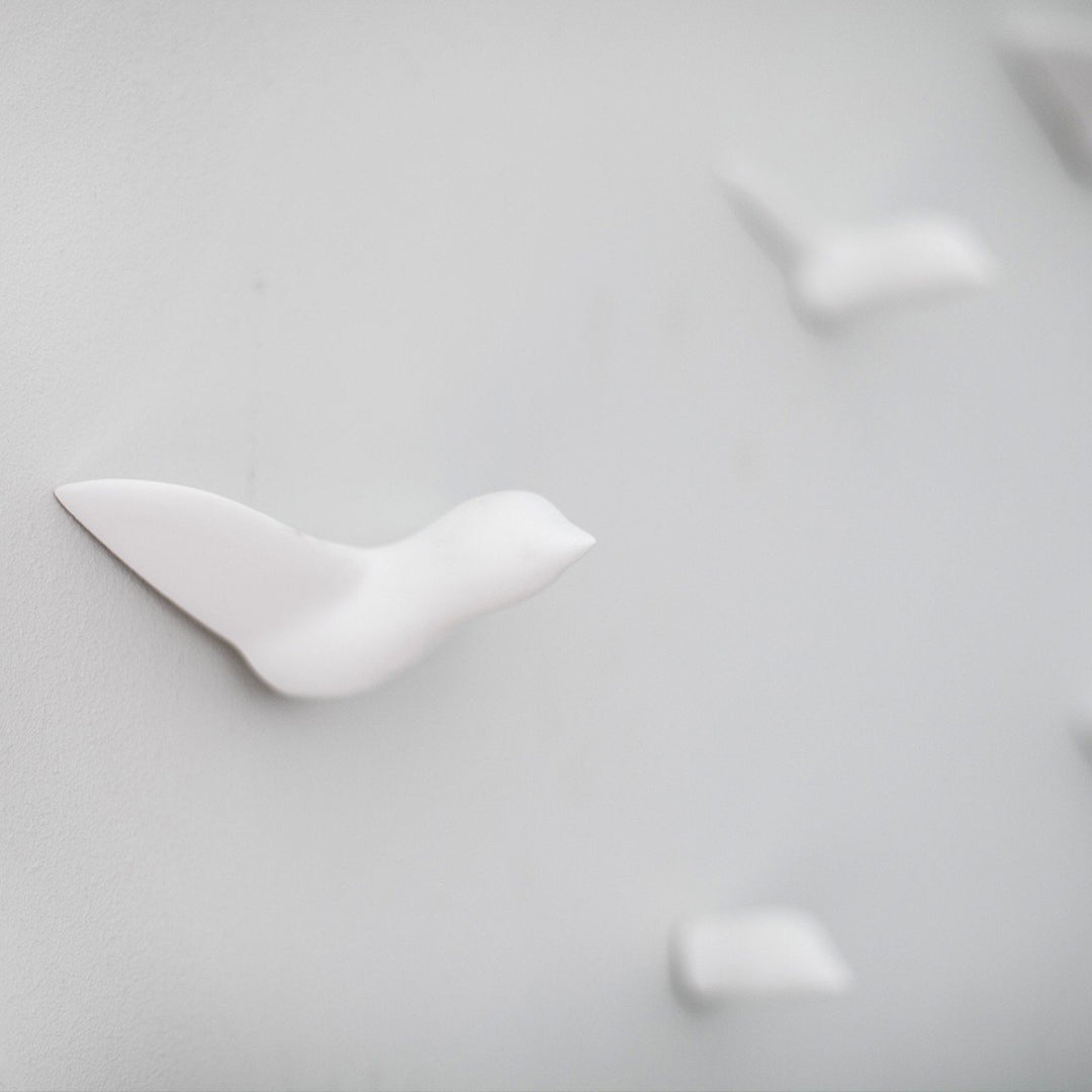 WHITE BIRD SWARM - decorative birds - set of 4 - white | Formpoet