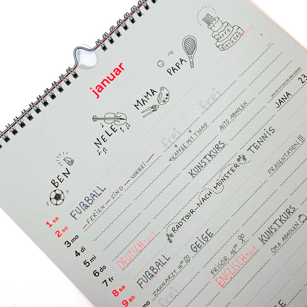 zweitausend&sechsundzwanzig - FAMILIENKALENDER & PLANER 2026 - 27×42 cm | rikiki