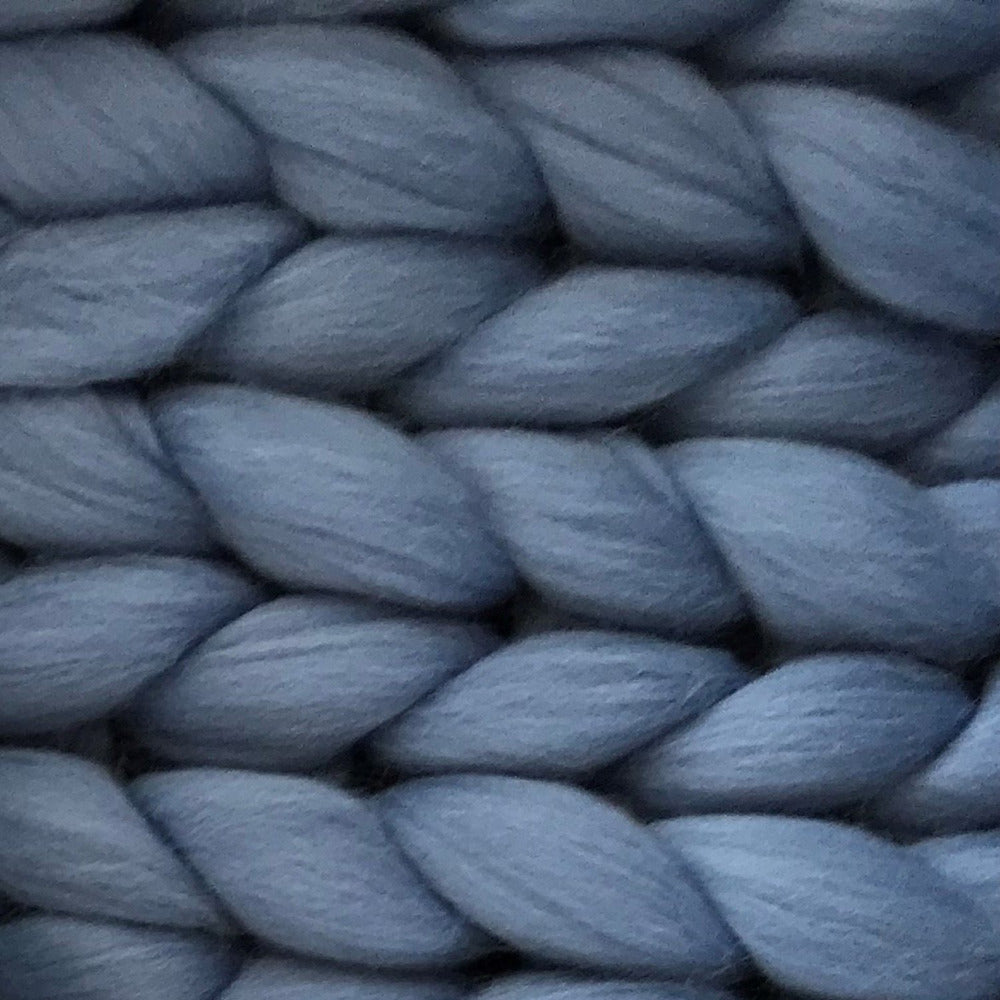 Wool blanket 'Cosima Chunky Knit Smoke Blue'