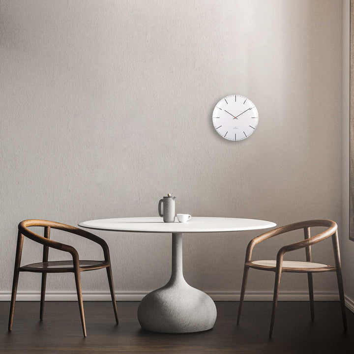 ONE INDEX DOME | Silent WALL CLOCK | stainless steel with white dial & indices | Huygens