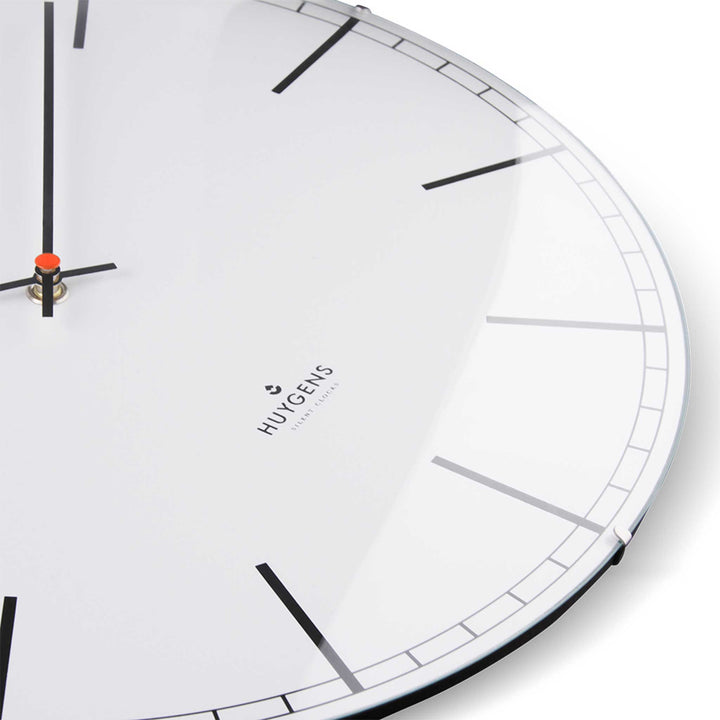 ONE INDEX DOME | Silent WALL CLOCK | stainless steel with white dial & indices | Huygens