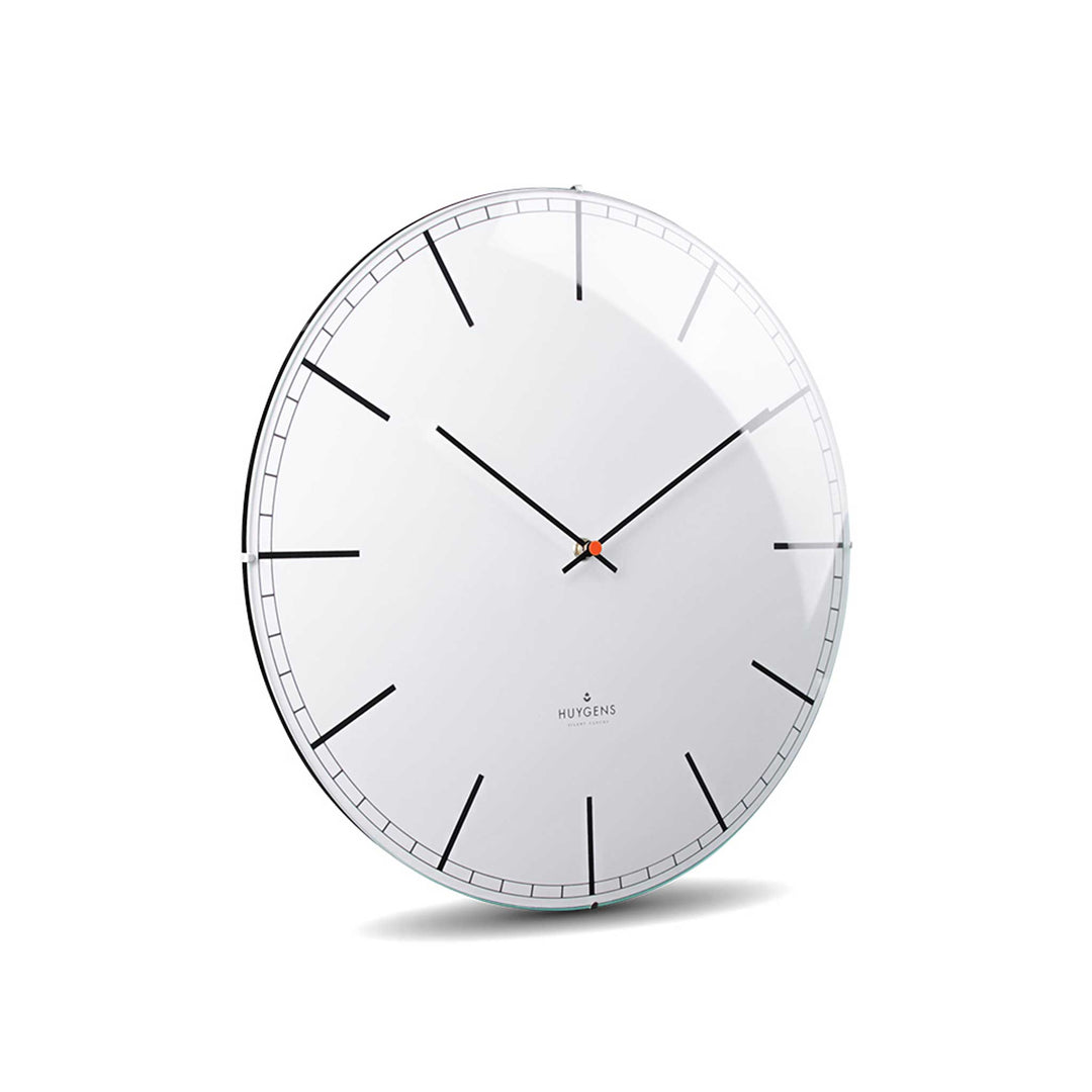 ONE INDEX DOME | Silent WALL CLOCK | stainless steel with white dial & indices | Huygens
