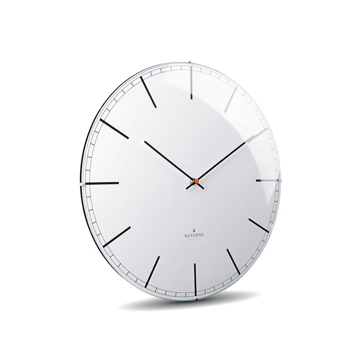 ONE INDEX DOME | Silent WALL CLOCK | stainless steel with white dial & indices | Huygens