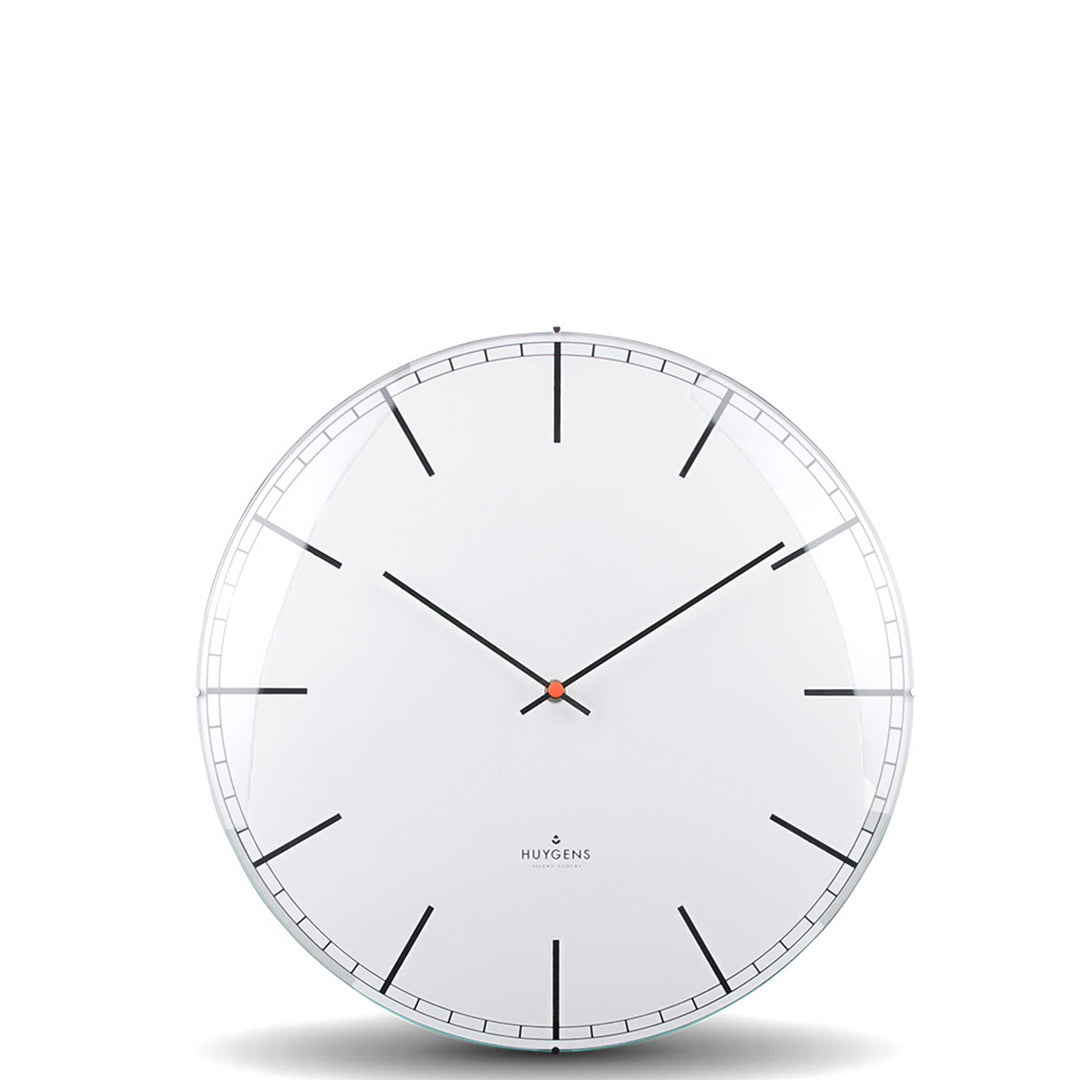 ONE INDEX DOME | Silent WALL CLOCK | stainless steel with white dial & indices | Huygens