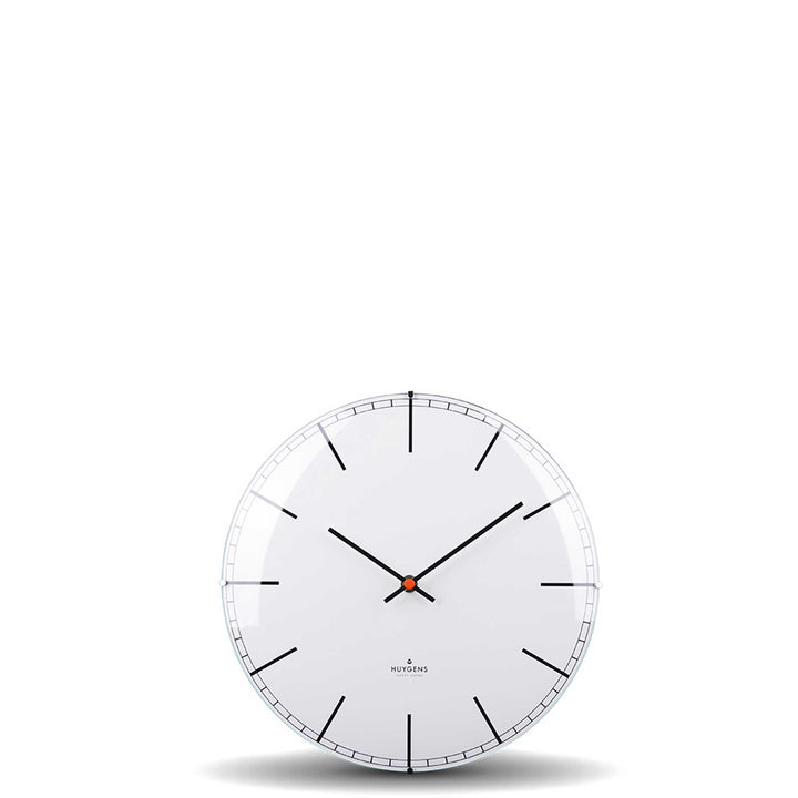 ONE INDEX DOME | Silent WALL CLOCK | stainless steel with white dial & indices | Huygens