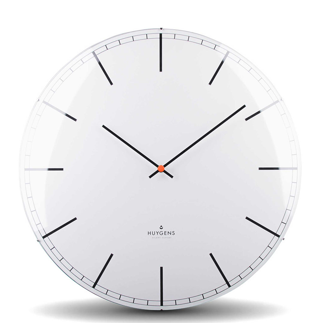 ONE INDEX DOME | Silent WALL CLOCK | stainless steel with white dial & indices | Huygens