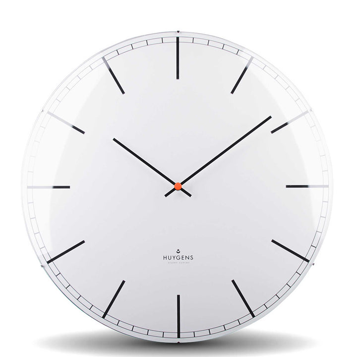 ONE INDEX DOME | Silent WALL CLOCK | stainless steel with white dial & indices | Huygens