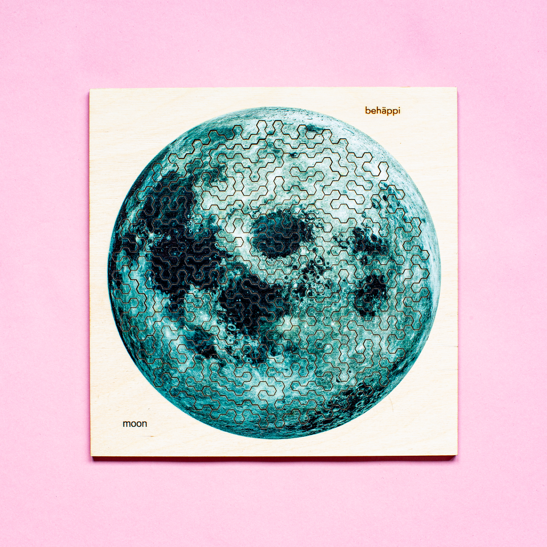 MOON | Extraordinary Wooden IQ PUZZLES | Planetary Series | Level Hard | Behäppi