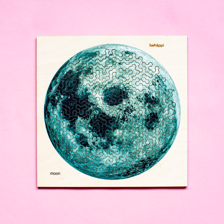 MOON | Extraordinary Wooden IQ PUZZLES | Planetary Series | Level Hard | Behäppi