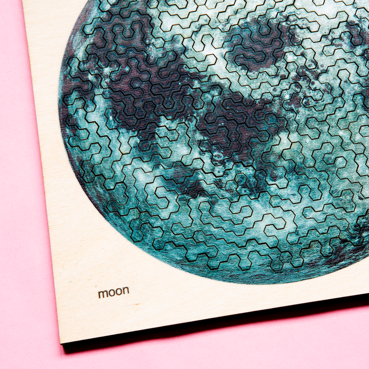 MOON | Extraordinary Wooden IQ PUZZLES | Planetary Series | Level Hard | Behäppi