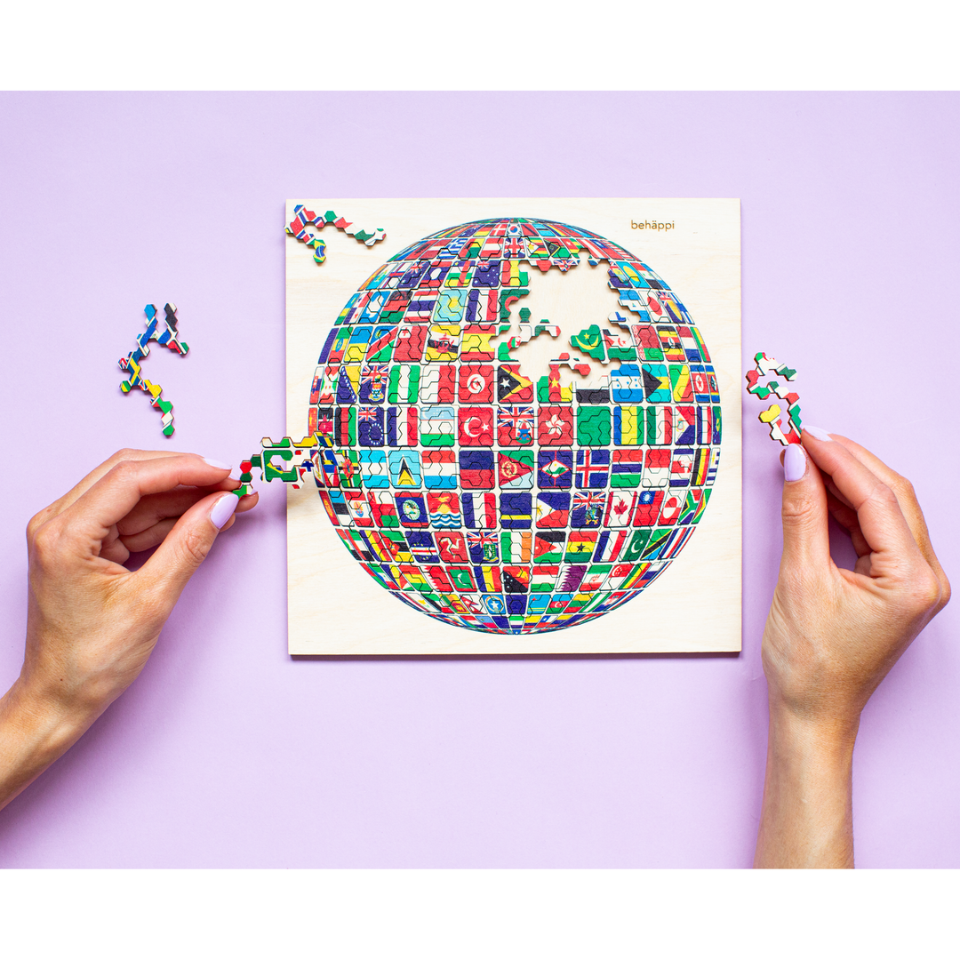 WORLD | Extraordinary Wooden IQ PUZZLES | Planetary Series | Level Hard | Behäppi