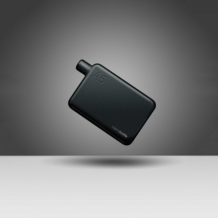 A5 Stainless Steel memobottle™ Black | slimline reusable WATER BOTTLE | 1050 ml