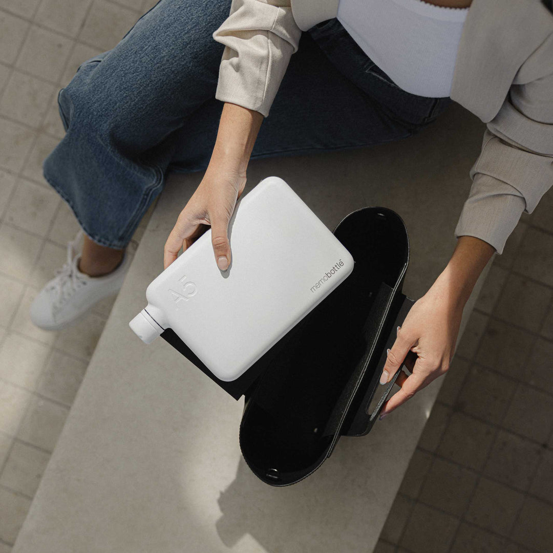 A5 Stainless Steel memobottle™ White | slimline reusable WATER BOTTLE | 1050 ml