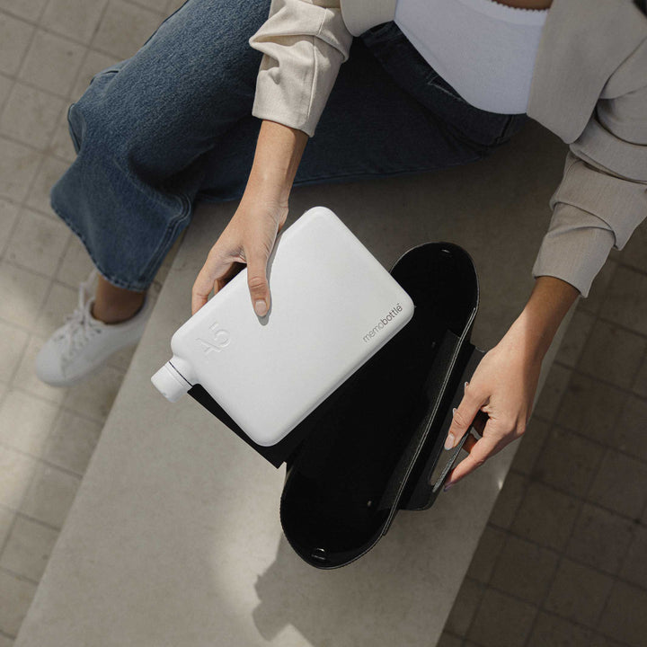 A5 Stainless Steel memobottle™ White | slimline reusable WATER BOTTLE | 1050 ml