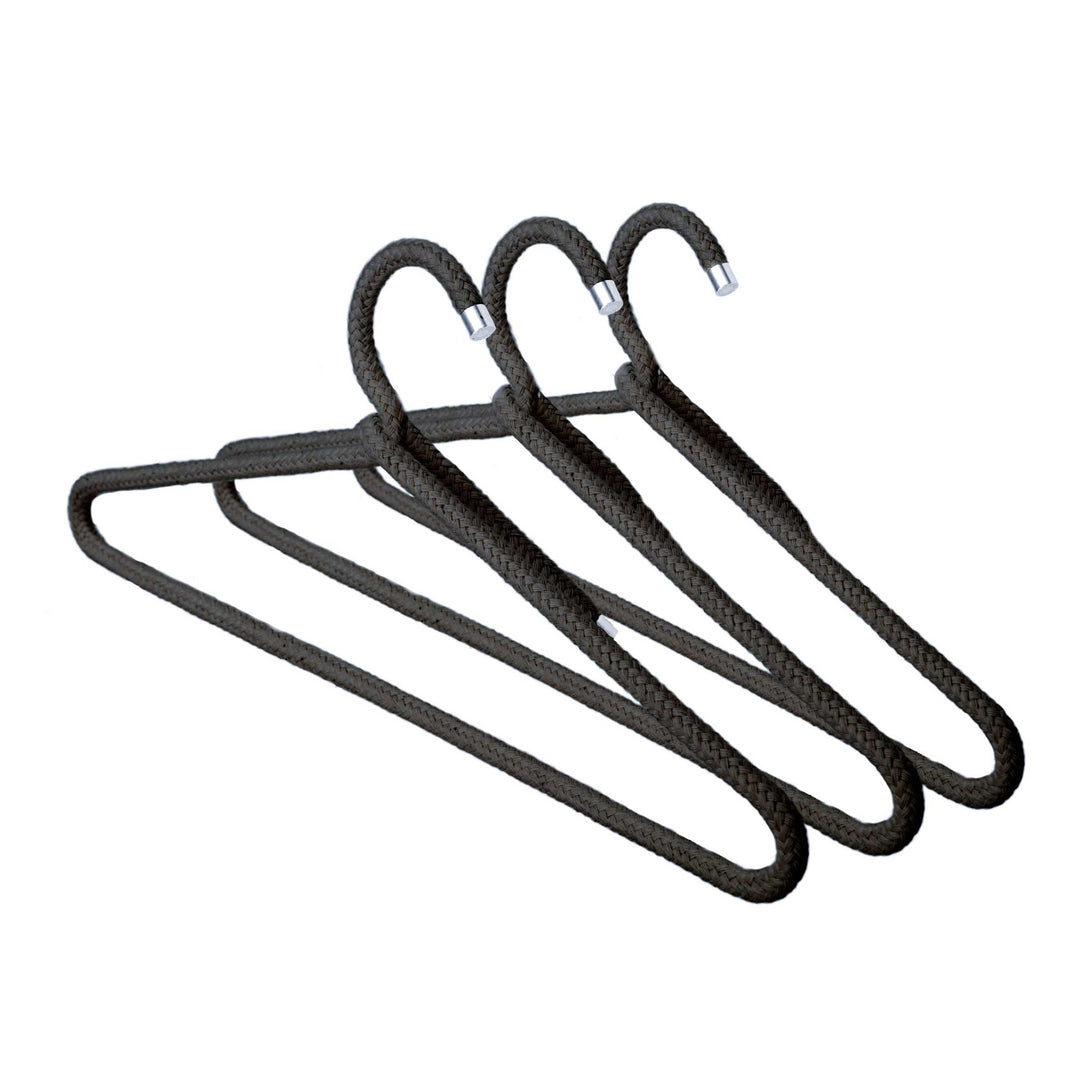 ROPE HANGER Cotton | Schwarze Textil-KLEIDERBÜGEL aus Baumwoll-Seil | 3er Set | Peppermint Products