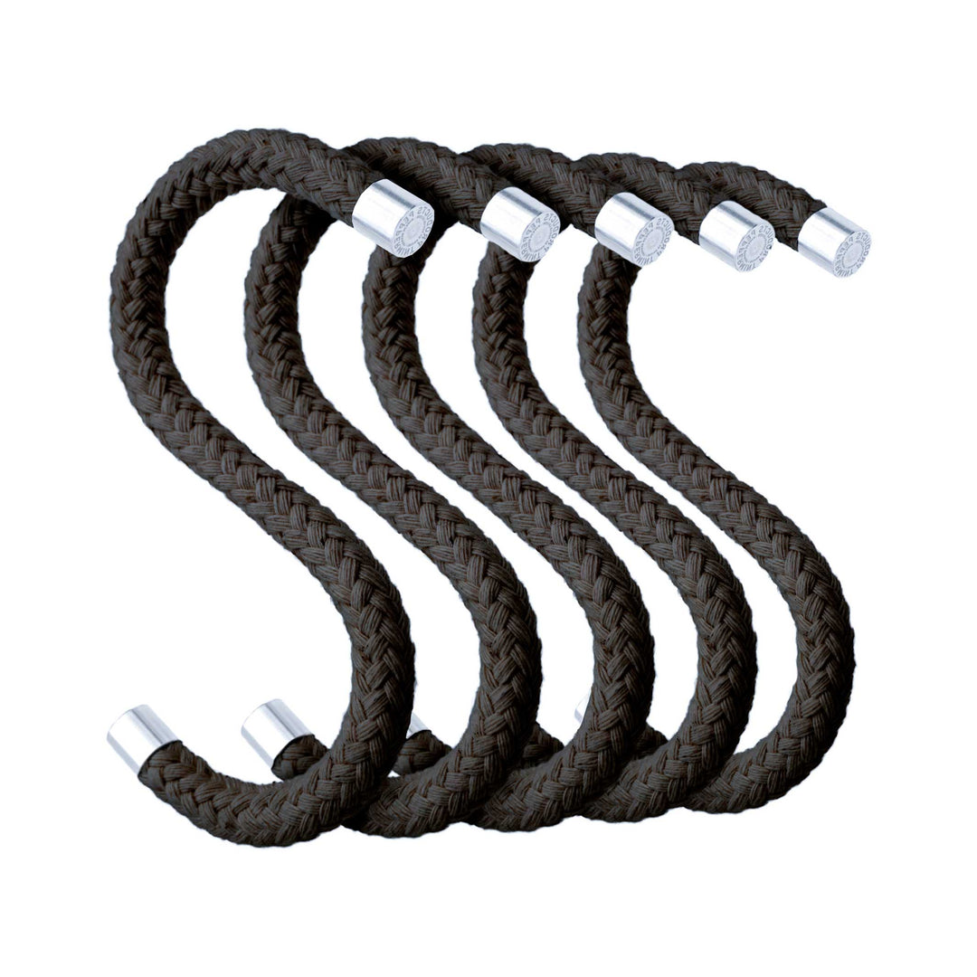 ROPE HOOK Cotton | Schwarze Textil-S-KLEIDERHAKEN aus Baumwoll-Seil | 5er Set | Peppermint Products