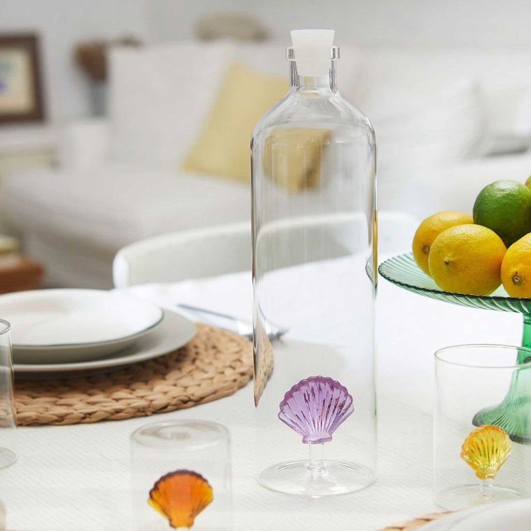 ATLANTIS - Glasflasche mit fliederfarbiger Muschel - 1,2 Liter mit Silikonstopfen | BALVI