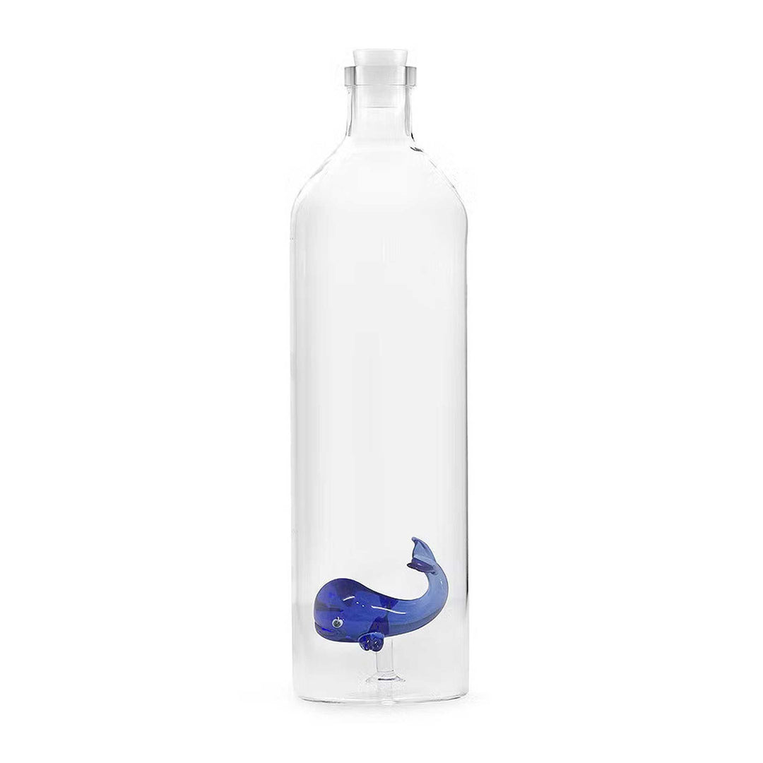 ATLANTIS - Glasflasche mit blauem Wal - 1,2 Liter mit Silikonstopfen | BALVI