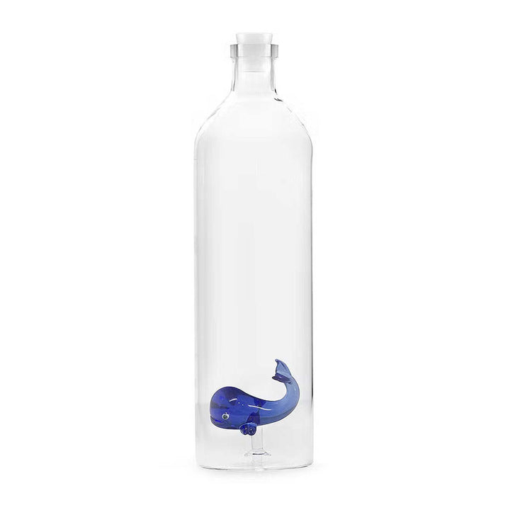 ATLANTIS - Glasflasche mit blauem Wal - 1,2 Liter mit Silikonstopfen | BALVI