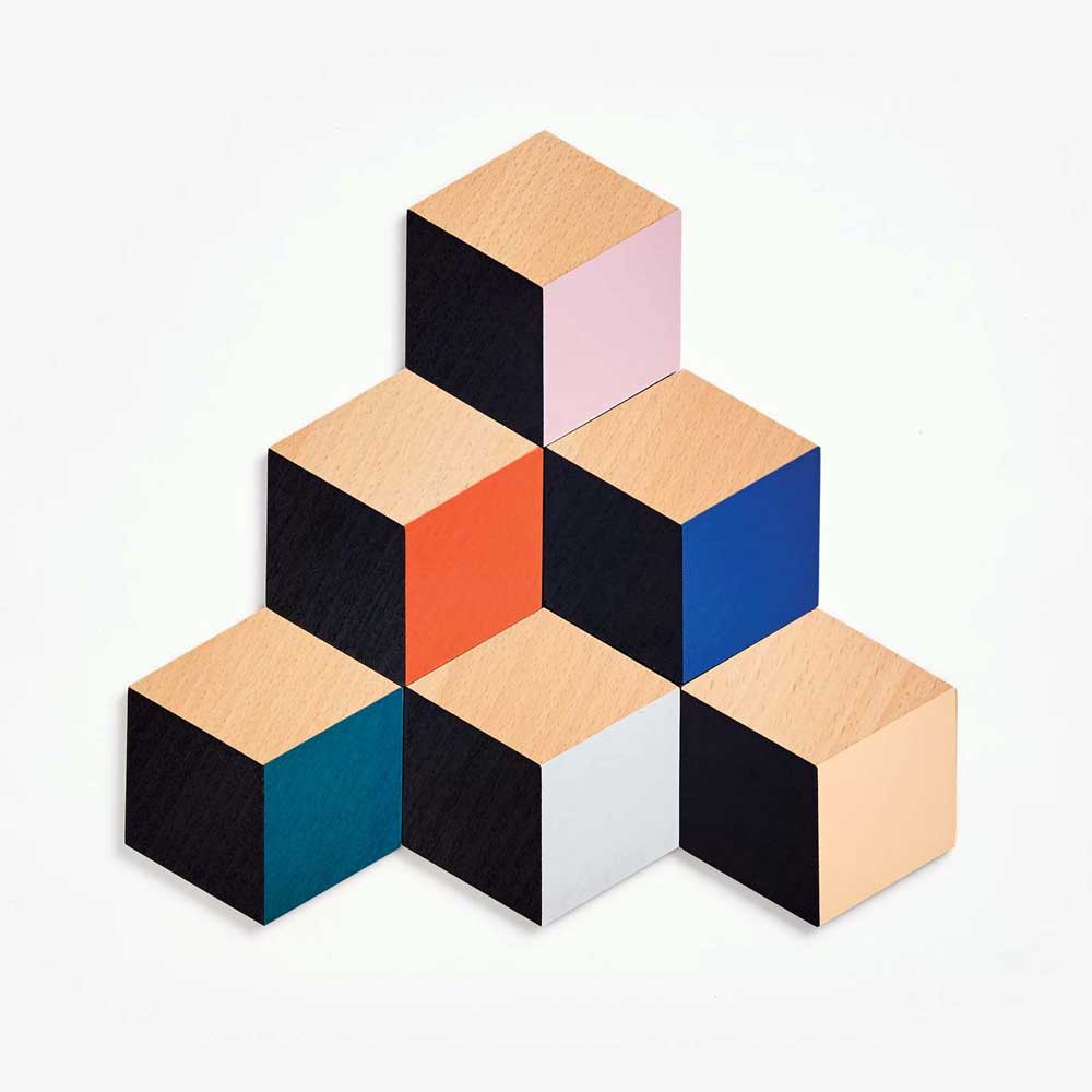 TABLE TILES | GLAS-UNTERSETZER aus Holz mit 3D Grafik | 6er Set | Bower | Areaware