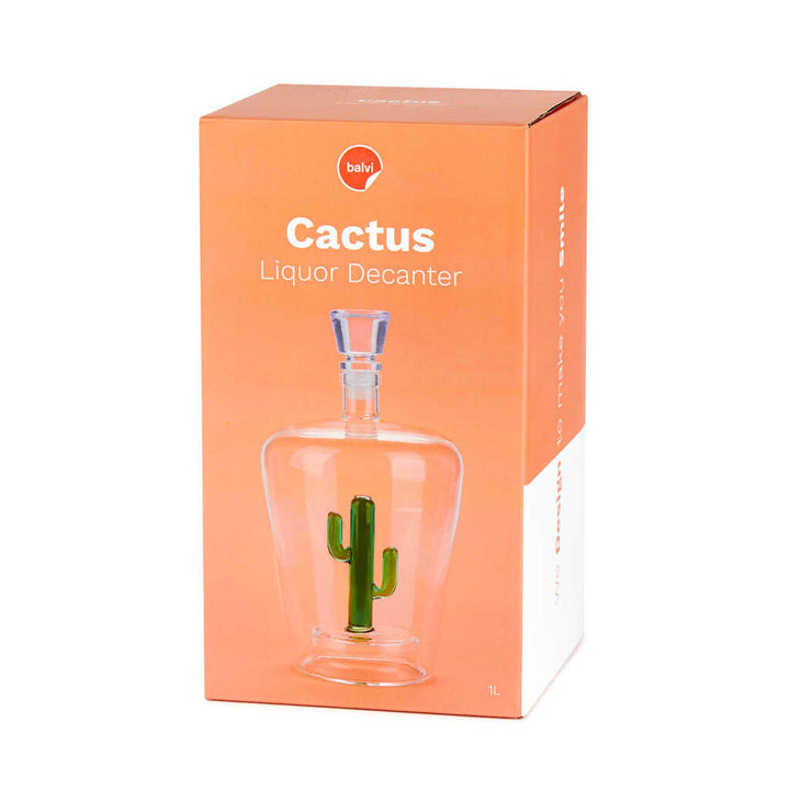 CACTUS - Schnapsflasche & Karaffe mit kleinem, grünem Kaktus - 1 Liter | BALVI