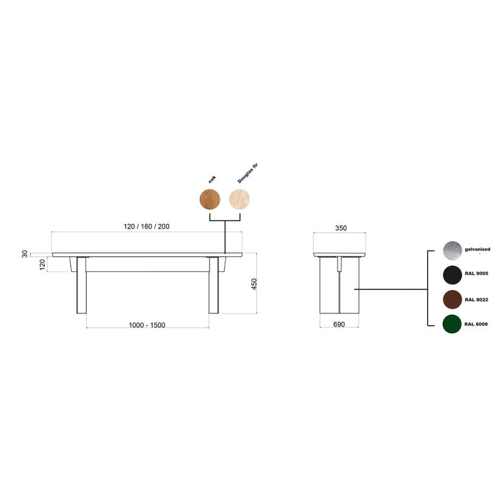 FOLD BENCH OAK - bench - oak | hausen