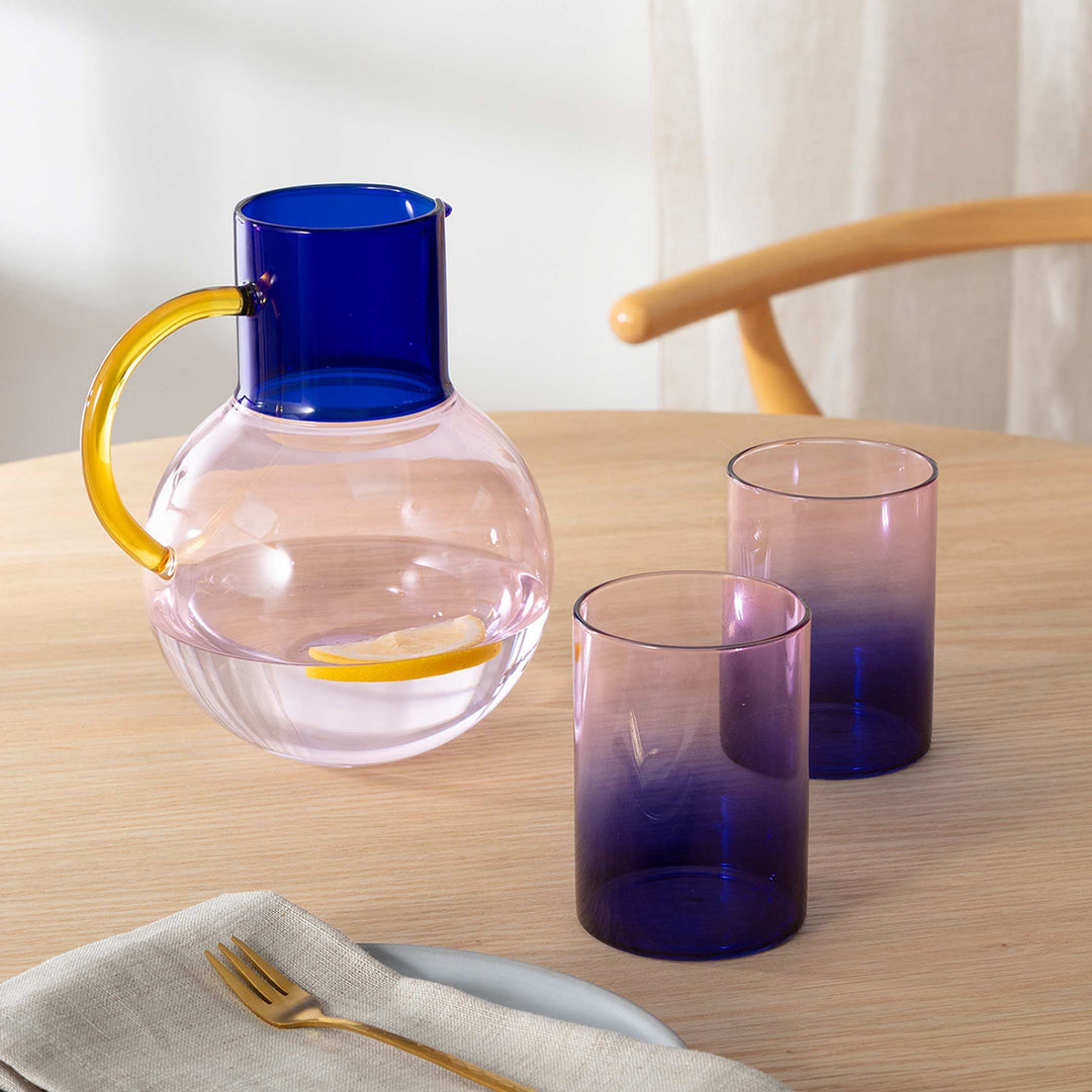 GRADIENT GLASSES TWO TONE - zweifarbige Trinkgläser Blau & Pink im 2er Set | Block Design