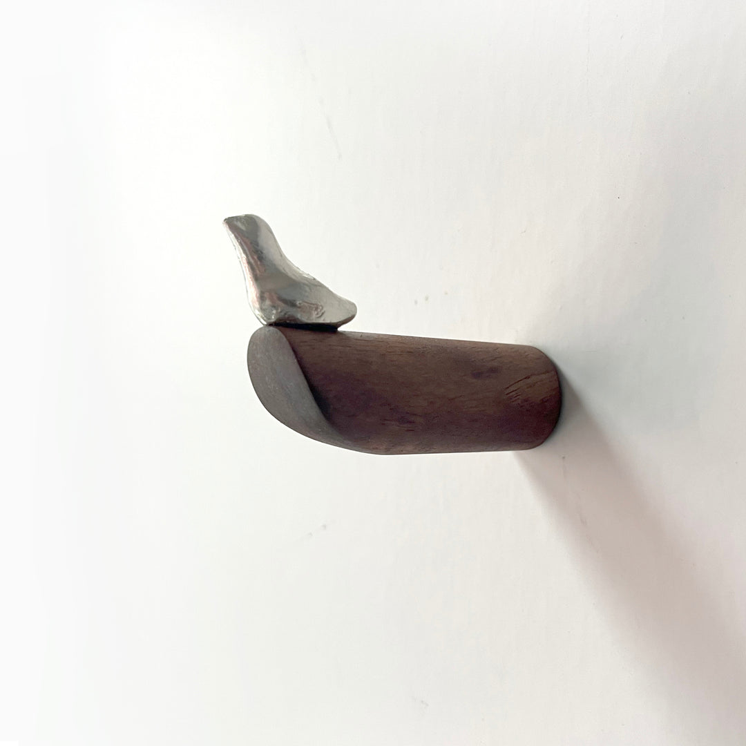 BIRD - coat hooks made of wood & pewter - set of 3 | Formpoet