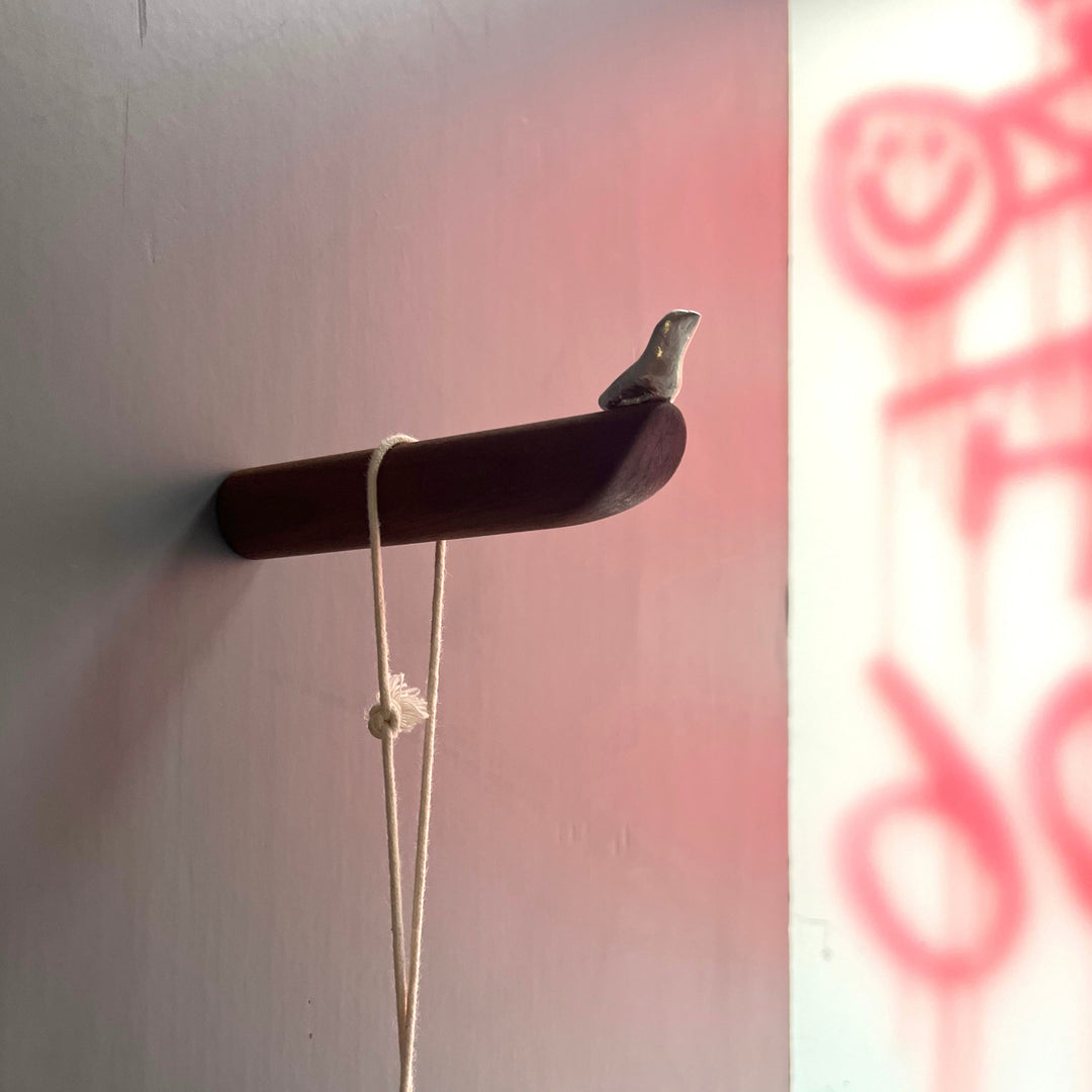 BIRD - coat hooks made of wood & pewter - set of 3 | Formpoet
