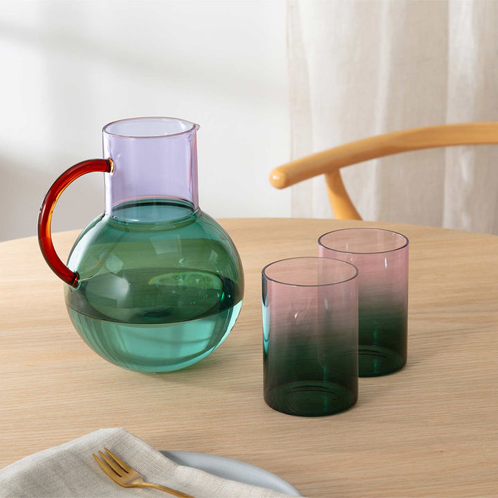 GRADIENT GLASSES TWO TONE - zweifarbige Trinkgläser Blaugrün & Lila im 2er Set | Block Design