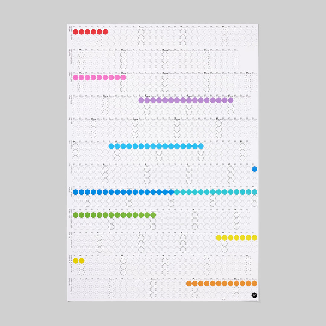 Annual planner - DOT ON HIGH - rainbow - portrait format | dot on