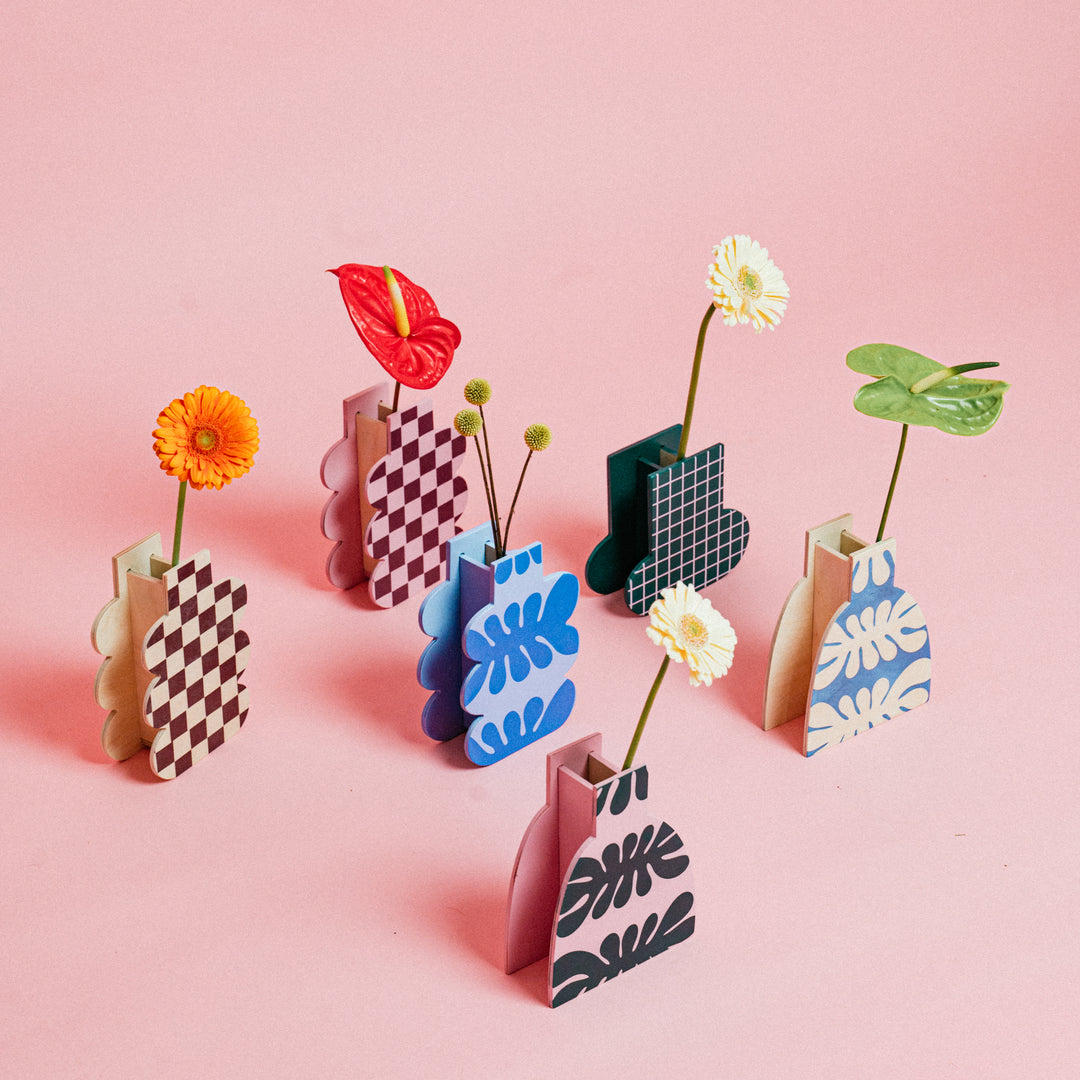 BIG BLUE - Vase aus Holz - mit Glaseinsatz | milin