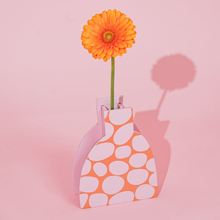 PINK STONES - wooden vase - with glass insert | milin