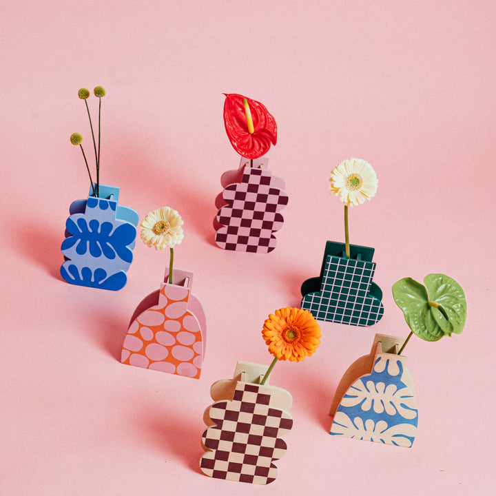 PINK STONES - wooden vase - with glass insert | milin