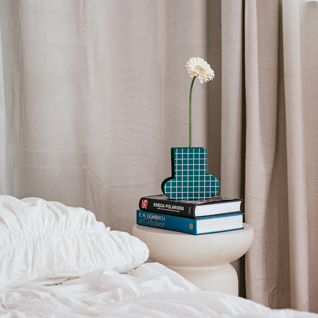 GRID - wooden vase - with glass insert | milin