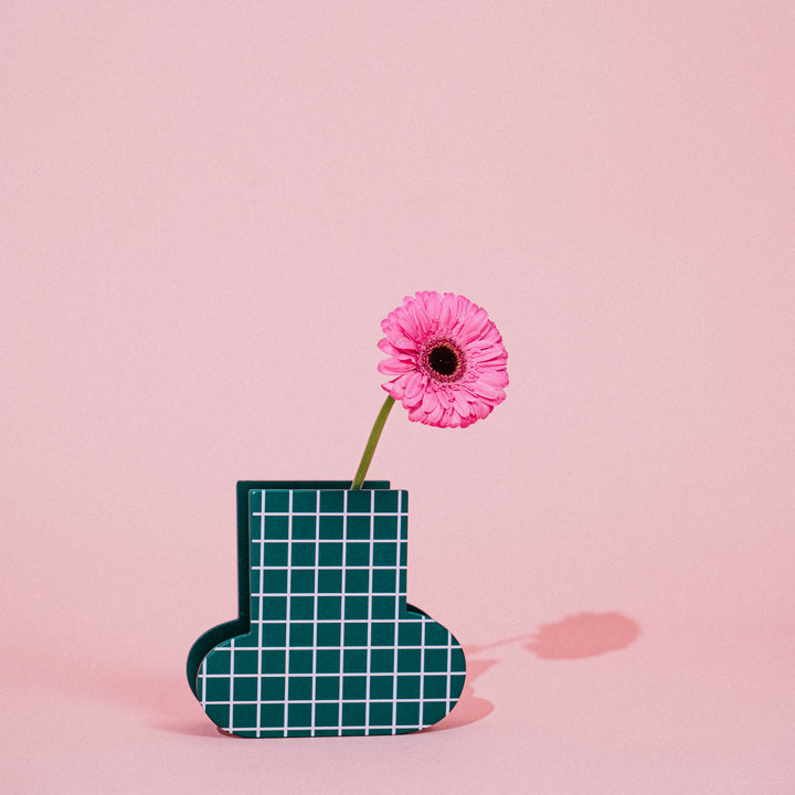 GRID - wooden vase - with glass insert | milin