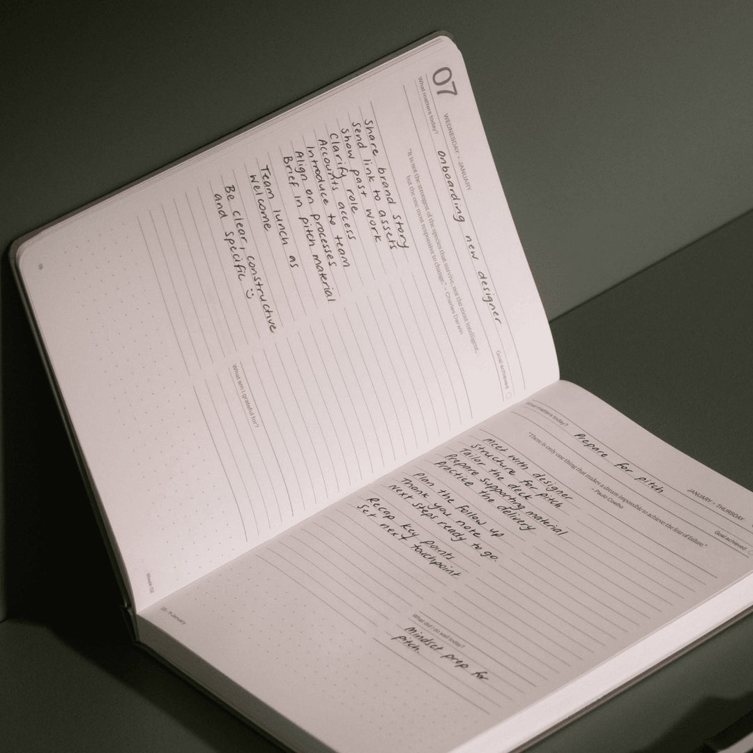 DAILY PLANNER 2026 LATTE - two-piece Daily Planner & Calendar Set - Hardcover A5 | KarstGoods