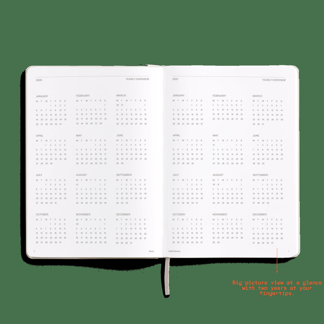 DAILY PLANNER 2026 LATTE - two-piece Daily Planner & Calendar Set - Hardcover A5 | KarstGoods
