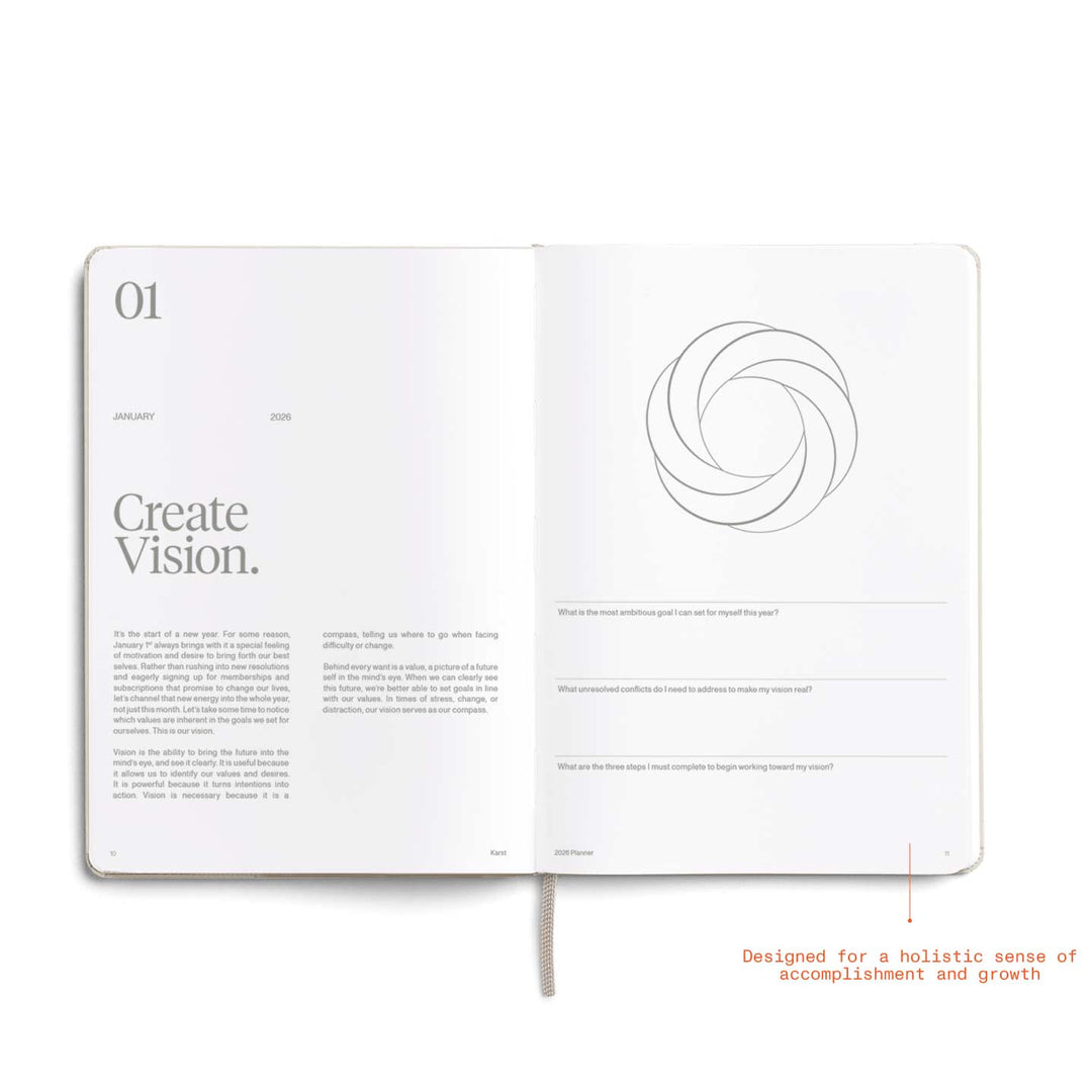 DAILY PLANNER 2026 LATTE - two-piece Daily Planner & Calendar Set - Hardcover A5 | KarstGoods