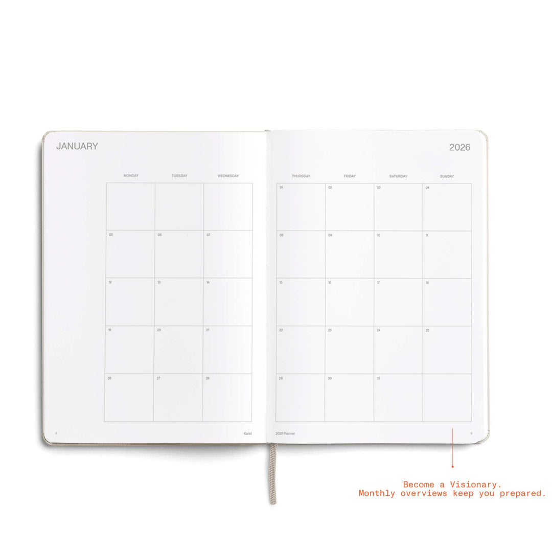 DAILY PLANNER 2026 LATTE - two-piece Daily Planner & Calendar Set - Hardcover A5 | KarstGoods