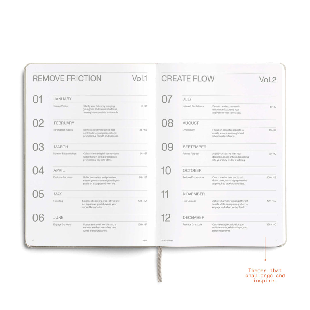 DAILY PLANNER 2026 LATTE - two-piece Daily Planner & Calendar Set - Hardcover A5 | KarstGoods