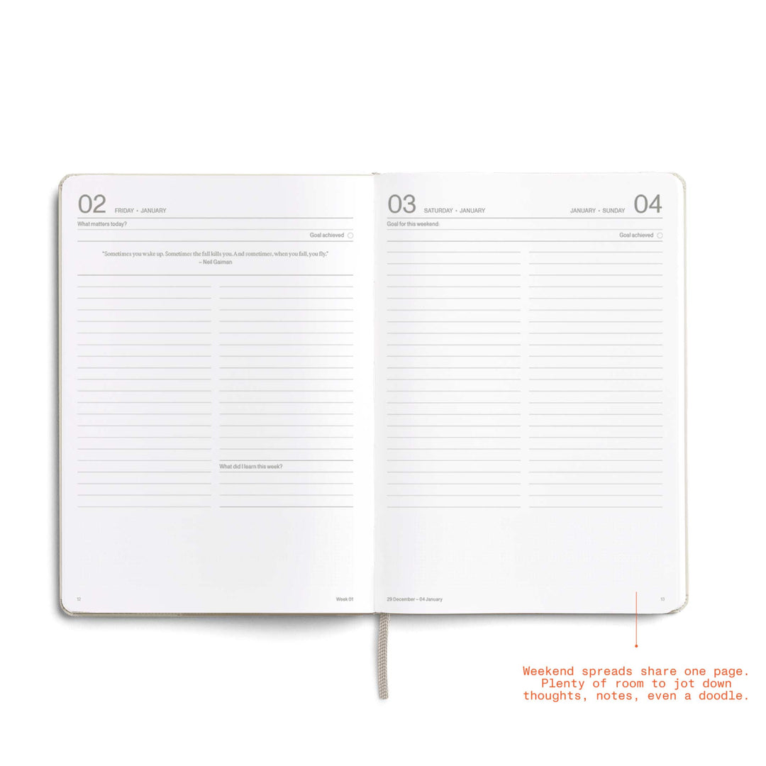 DAILY PLANNER 2026 LATTE - two-piece Daily Planner & Calendar Set - Hardcover A5 | KarstGoods