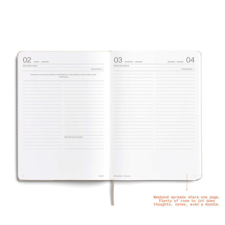 DAILY PLANNER 2026 LATTE - two-piece Daily Planner & Calendar Set - Hardcover A5 | KarstGoods