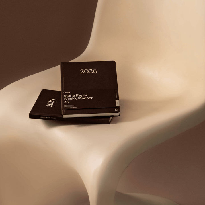 WEEKLY PLANNER 2026 ESPRESSO - Planner & Calendar Hardcover A5 | Karst Stone Paper