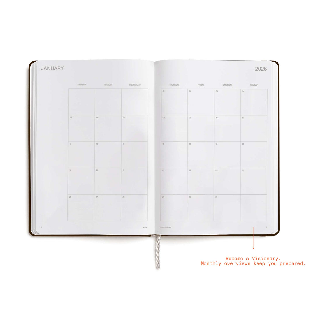 WEEKLY PLANNER 2026 ESPRESSO - Planner & Calendar Hardcover A5 | Karst Stone Paper