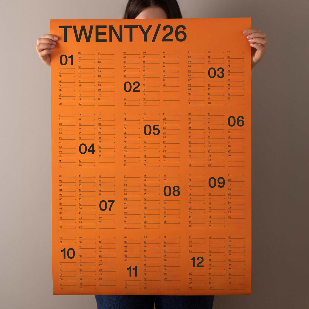 2026 YEARLY WALL CALENDAR - Tangerine Annual Wall Calendar - 60x85 cm Format A1 | KarstGoods