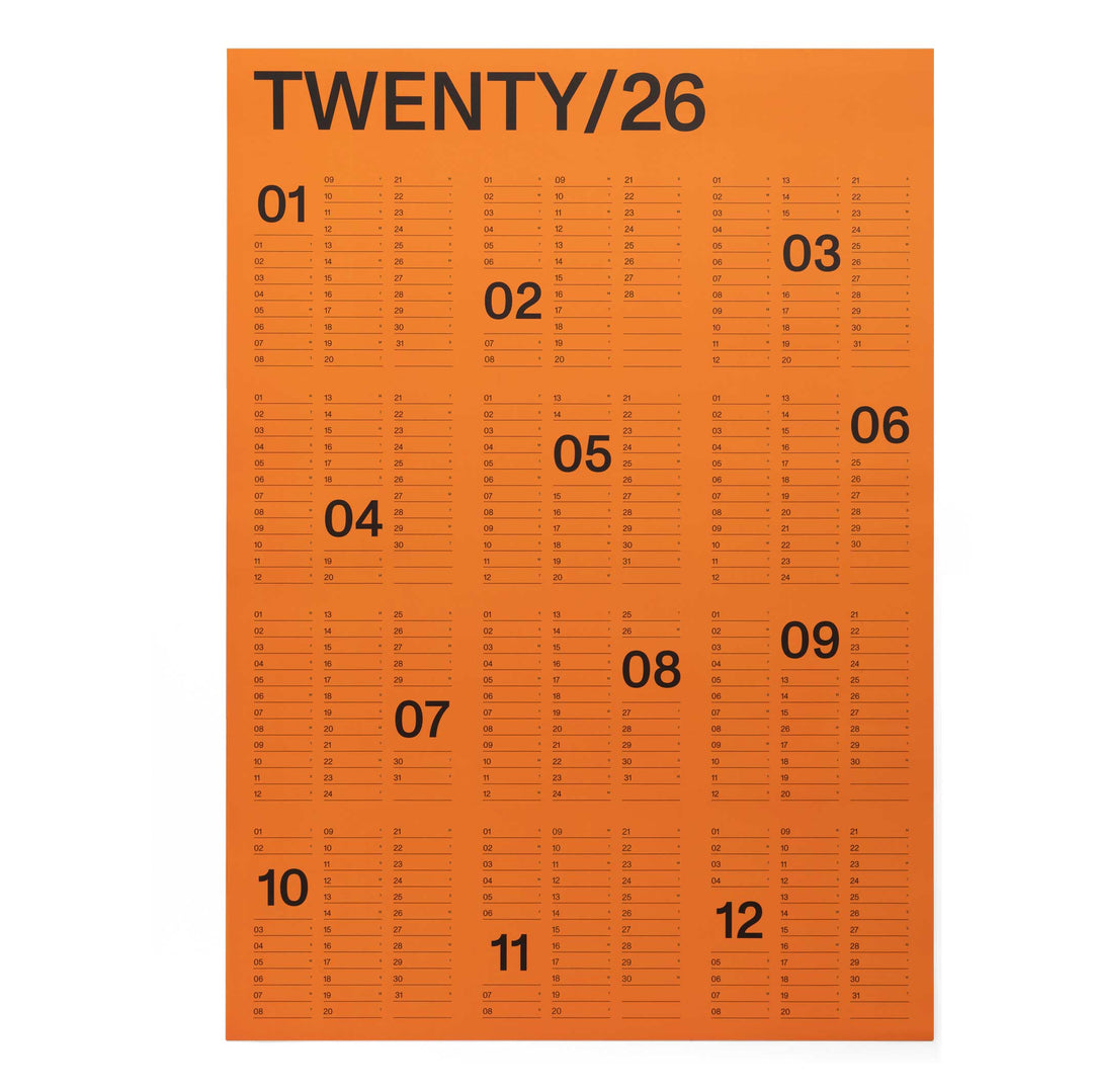 2026 YEARLY WALL CALENDAR - Tangerine Annual Wall Calendar - 60x85 cm Format A1 | KarstGoods