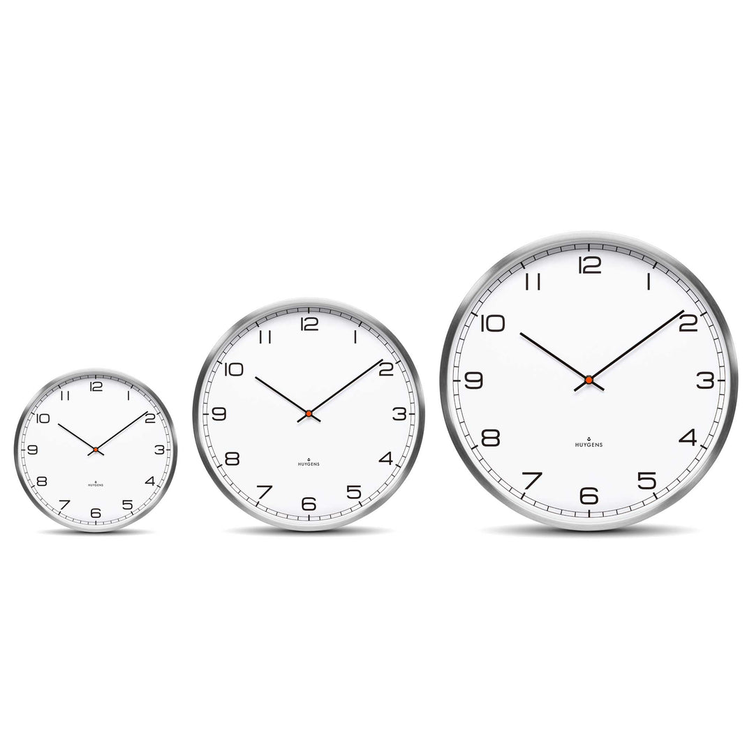 ONE ARABIC | Silent WALL CLOCK | stainless steel with white dial & Arabic digits | Huygens